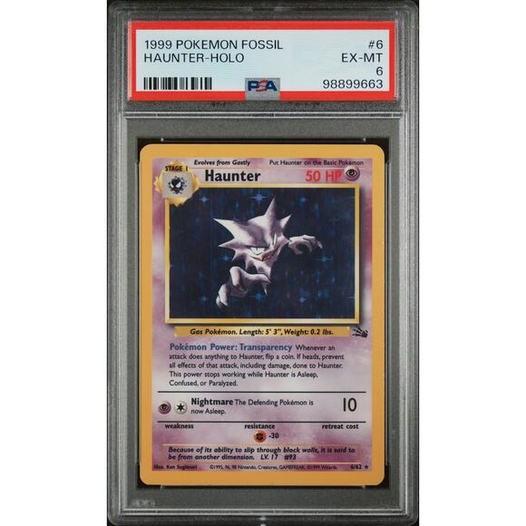 1999 Pokemon Fossil #6 Haunter Holo PSA 6 - Picture 1 of 3